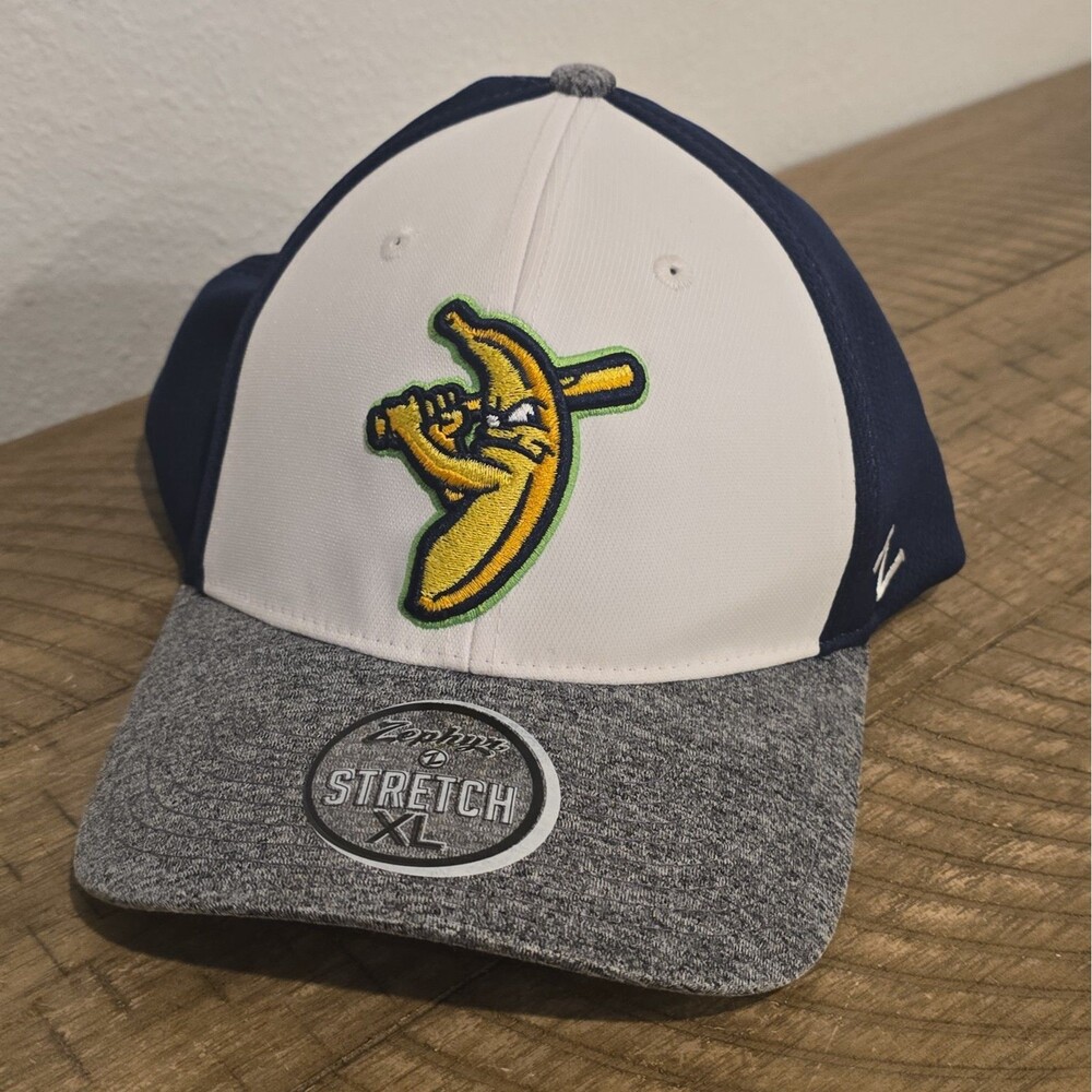 Savannah Bananas Hat Fitted Men's Navy Grey MILB Baseball Zephyr XL New